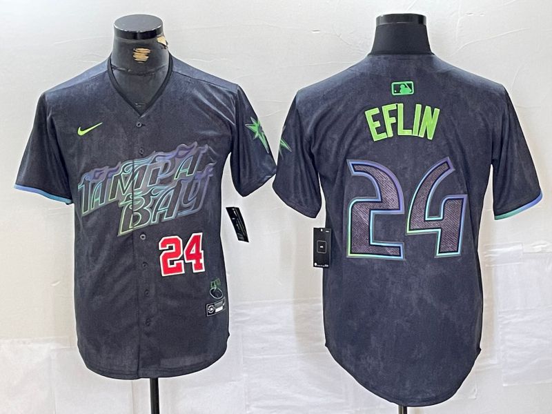 Men Tampa Bay Rays #24 Eflin Black City Edition Nike 2024 MLB Jersey style 3->tampa bay rays->MLB Jersey